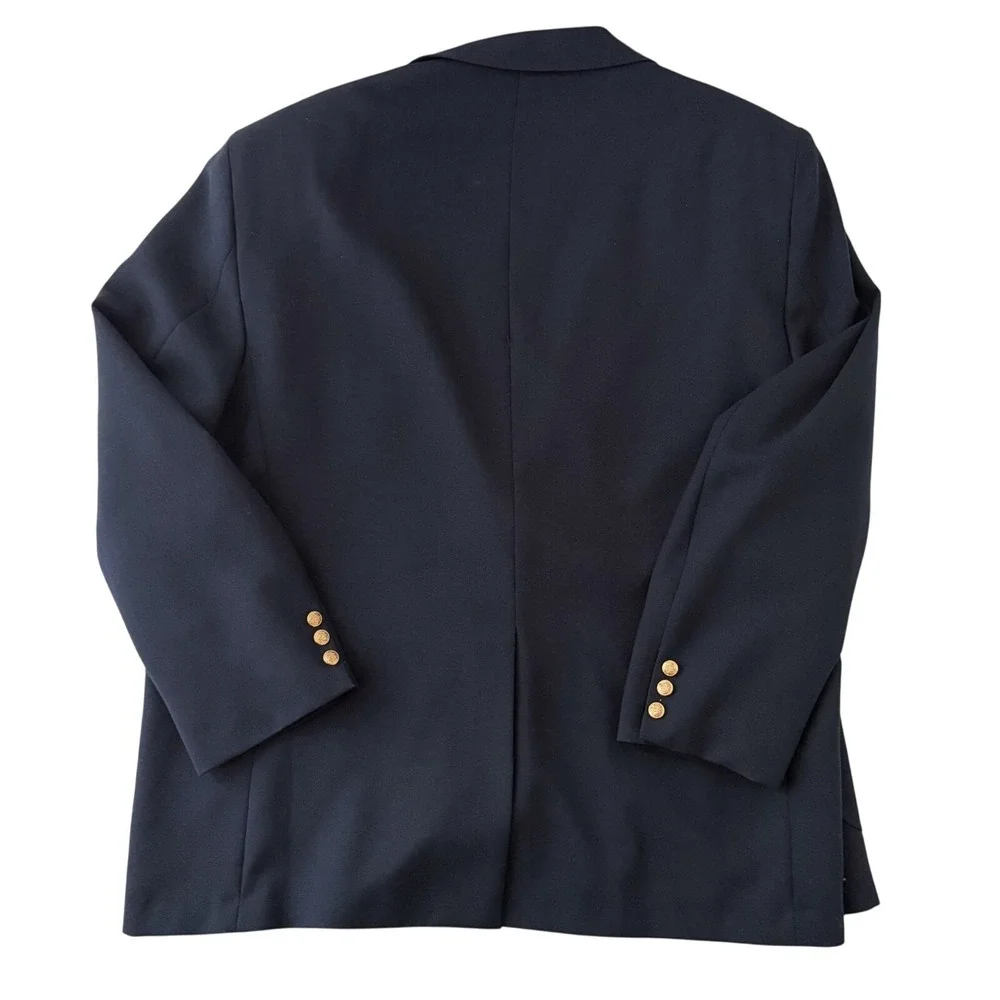 Vtg Alexander Lloyd Boston Navy Blazer Mens 54L Hopsack USA Gold Buttons Preppy